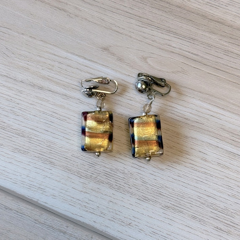 Murano Glass Bead Clip On Earrings